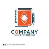 design. Tool. identity. draw. development Logo Design. Blue and Orange Brand Name Design. Place for Tagline. Business Logo template. vector