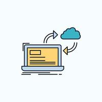 sync. processing. data. dashboard. arrows Flat Icon. green and Yellow sign and symbols for website and Mobile appliation. vector illustration