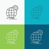 international. business. globe. world wide. gear Icon Over Various Background. Line style design. designed for web and app. Eps 10 vector illustration