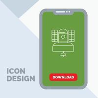satélite. transmisión. radiodifusión. comunicación. icono de la línea de telecomunicaciones en el móvil para la página de descarga vector