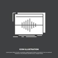 audio. frecuencia. hercios. secuencia. icono de onda símbolo de vector de glifo para ui y ux. sitio web o aplicación móvil
