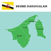 province name in Brunei Darussalam map and flag vector