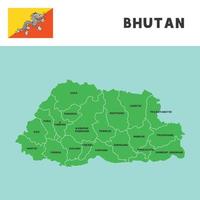 province name in Bhutan map and flag vector