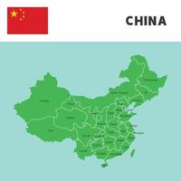 province name in China map and flag vector