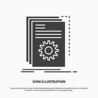 aplicación construir. desarrollador. programa. icono de guión. símbolo gris vectorial de glifo para ui y ux. sitio web o aplicación móvil vector