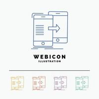 data. Sharing. sync. synchronization. syncing 5 Color Line Web Icon Template isolated on white. Vector illustration
