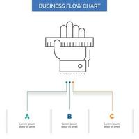 Education. hand. learn. learning. ruler Business Flow Chart Design with 3 Steps. Line Icon For Presentation Background Template Place for text vector