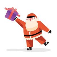 santa claus lifting gift vector