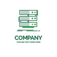 server. storage. rack. database. data Flat Business Logo template. Creative Green Brand Name Design. vector