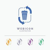 waste. disposal. garbage. management. recycle 5 Color Glyph Web Icon Template isolated on white. Vector illustration