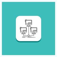Round Button for database. distributed. connection. network. computer Line icon Turquoise Background vector