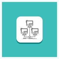 Round Button for database. distributed. connection. network. computer Line icon Turquoise Background vector