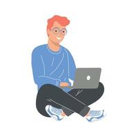 man using laptop vector