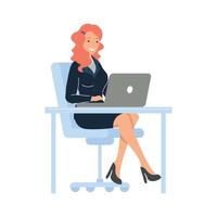 businesswoman using laptop vector