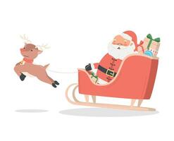 christmas santa in carriage vector