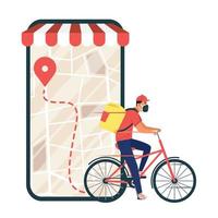 courier worker in bicycle vector