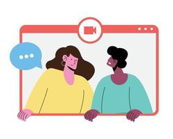 pareja interracial en pagina web vector