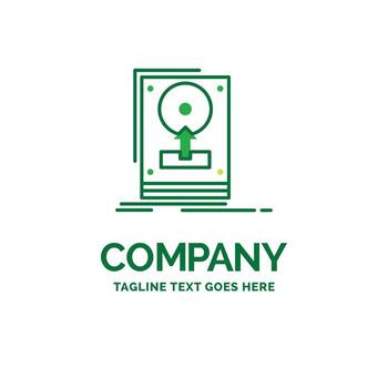 install. drive. hdd. save. upload Flat Business Logo template. Creative Green Brand Name Design. vector