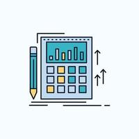 Accounting. audit. banking. calculation. calculator Flat Icon. green and Yellow sign and symbols for website and Mobile appliation. vector illustration