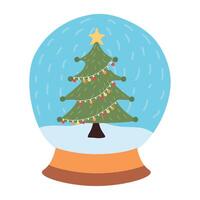 christmas tree in sphere vector