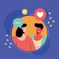 young lovers couple speaking vector