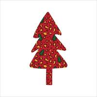 Christmas tree with funny leopard print on white background. vector