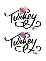 Turkey Lettering. Handwritten name of the country. Vector design template.