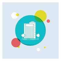 Building. Green. Plant. City. Smart White Glyph Icon colorful Circle Background vector