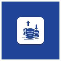 Blue Round Button for coins. finance. capital. gold. income Glyph icon vector