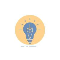 3d Cube. idea. bulb. printing. box Glyph Icon. vector