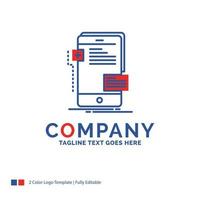 Company Name Logo Design For frontend. interface. mobile. phone. developer. Blue and red Brand Name Design with place for Tagline. Abstract Creative Logo template for Small and Large Business. vector