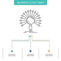 Data. information. informational. network. retrieval Business Flow Chart Design with 3 Steps. Line Icon For Presentation Background Template Place for text vector