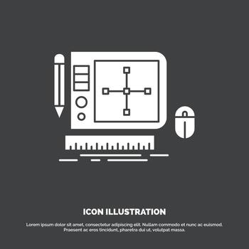 diseño. gráfico. herramienta. software. icono de diseño web. símbolo de vector de glifo para ui y ux. sitio web o aplicación móvil