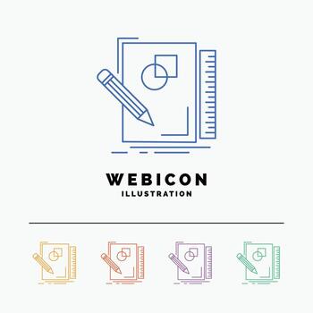 sketch. sketching. design. draw. geometry 5 Color Line Web Icon Template isolated on white. Vector illustration
