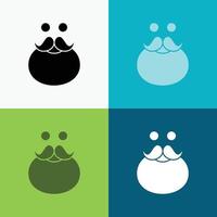 moustache. Hipster. movember. santa. Beared Icon Over Various Background. glyph style design. designed for web and app. Eps 10 vector illustration
