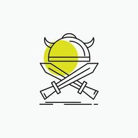 battle. emblem. viking. warrior. swords Line Icon vector