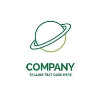 planet. space. moon. flag. mars Flat Business Logo template. Creative Green Brand Name Design. vector