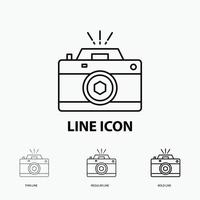 Camera. photography. capture. photo. aperture Icon in Thin. Regular and Bold Line Style. Vector illustration