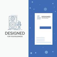 Business Logo for Live. mic. microphone. record. sound. Vertical Blue Business .Visiting Card template vector