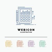 Accounting. audit. banking. calculation. calculator 5 Color Line Web Icon Template isolated on white. Vector illustration