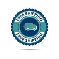 free shipping badge with delivery truck vector