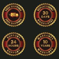 24 hours support money back guarantee and warranty badge set vector