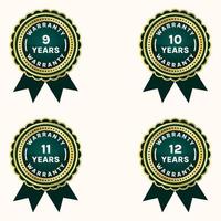 warranty years badges and labels set vector