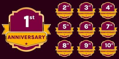 wedding anniversary celebration golden badges collection vector