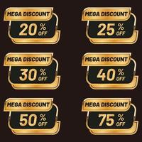 golden discount price tag set vector