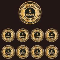 warranty years badges and labels set vector