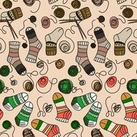 Background in knitted socks with tangles. Knitting warm socks with knitting needles. Suitable for printed products on paper and fabric. Hobby knitting for yourself and for sale. vector