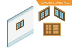 Isometric Wood window vector in White Isolated Background, Suitable for Game Asset, And Other Graphic Related Assets