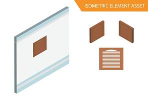 vector de ventana de madera isométrica en fondo blanco aislado, adecuado para activos de juego y otros activos relacionados con gráficos