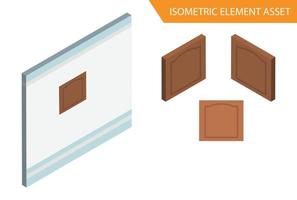 vector de ventana de madera isométrica en fondo blanco aislado, adecuado para activos de juego y otros activos relacionados con gráficos